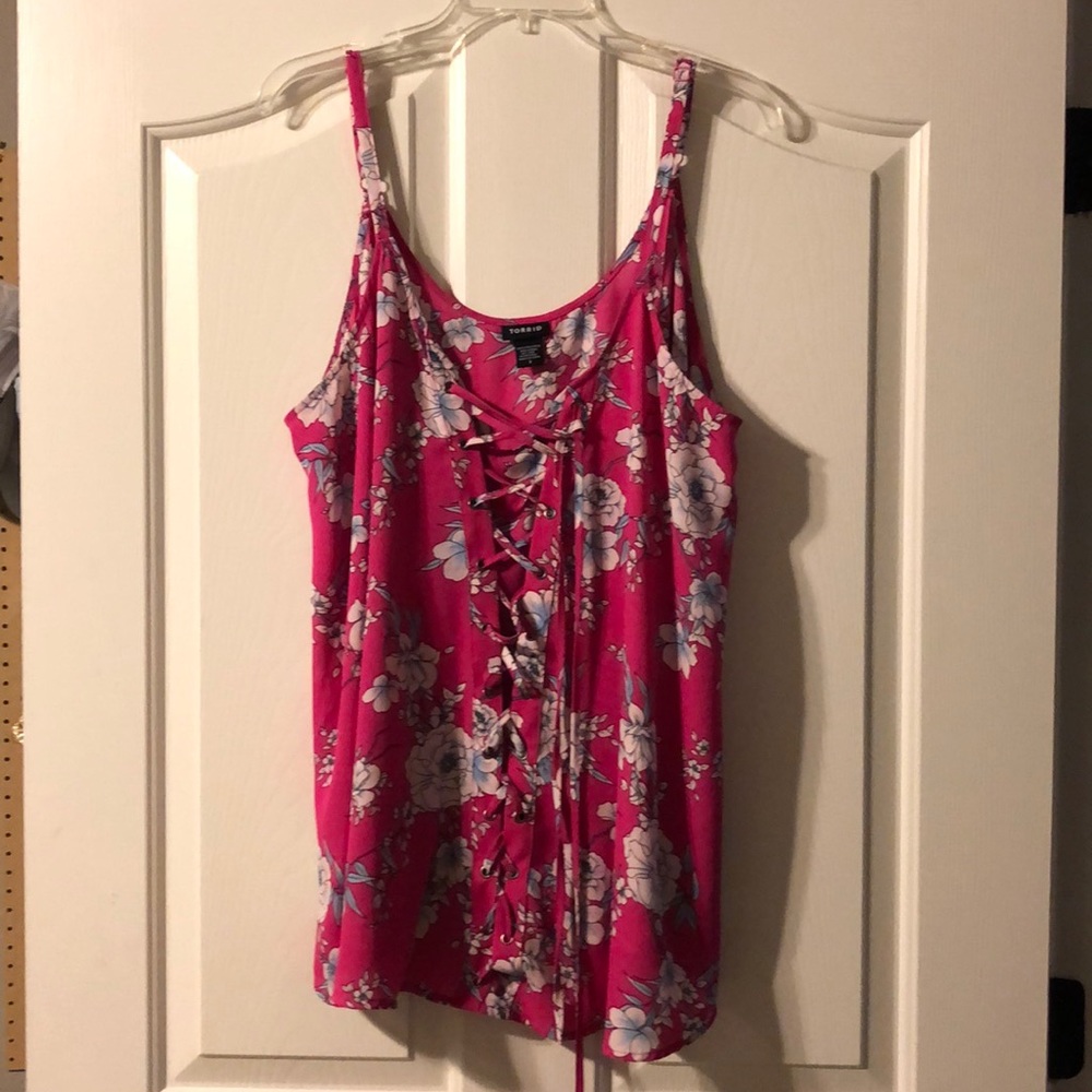 Pink floral tank top size 2